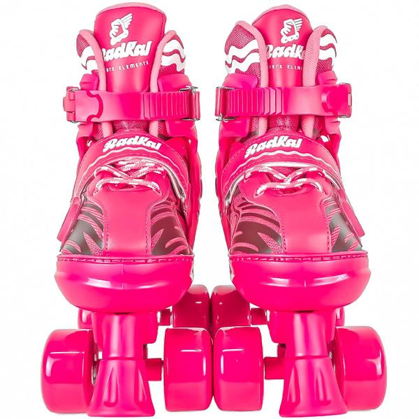 Imagem de Patins Roller Skate 4 Rodas Ajustável 30 - 41 Quad Rosa Meninas + Acessórios - Fenix Brinquedos