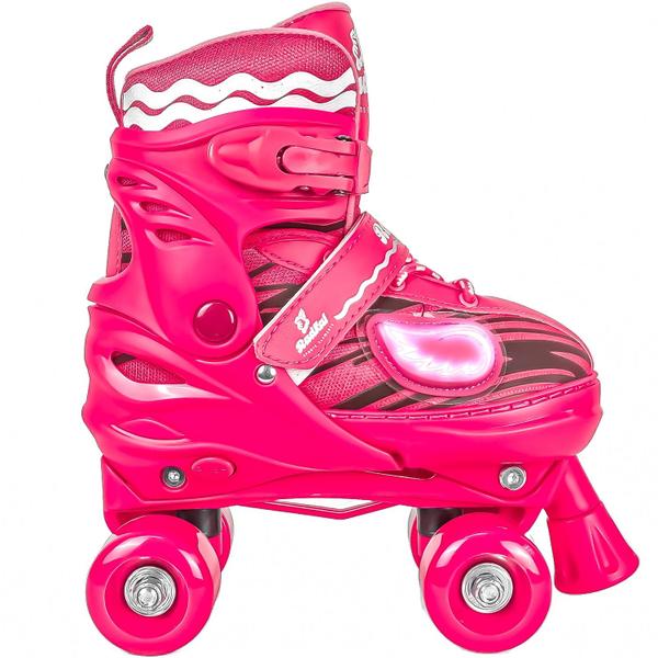 Imagem de Patins Roller Skate 4 Rodas Ajustável 30 - 41 Quad Rosa Meninas + Acessórios - Fenix Brinquedos