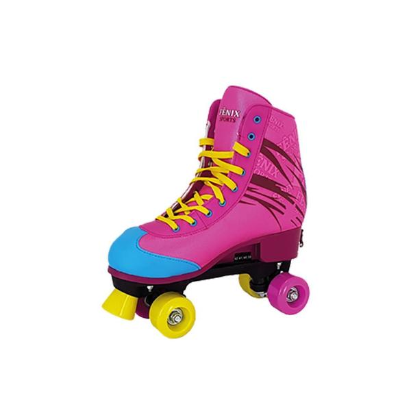 Imagem de Patins Roller Skate Ajustável 4 Rodas Rosa 31-34 Fênix Rc-06