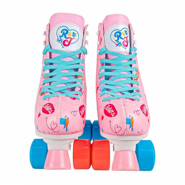 Imagem de Patins Romeu E Julieta Quad Rosa Infantil Para Meninas 34-37 Com Kit Proteção - Unitoys