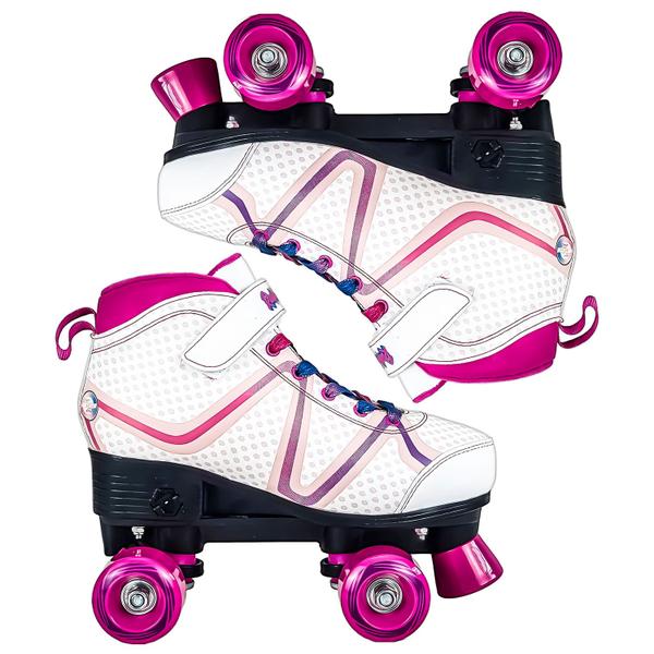 Imagem de Patins Tenis Infantil Tamanho Ajustável Branco E Rosa Para Menina 35-38 - Unitoys