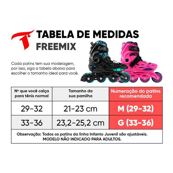 Imagem de Patins Traxart Freemix Inline Infantil -  Rosa - 68/70mm ou 70/72mm ABEC-9