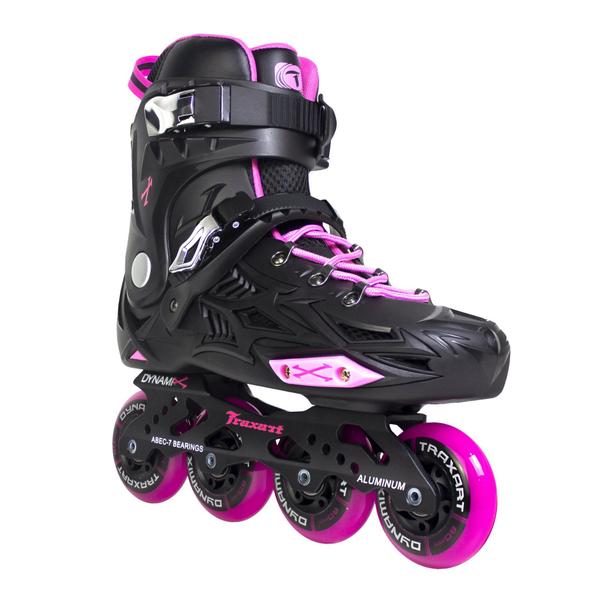 Imagem de Patins Traxart Freestyle Dynamix Preto/Rose - Rodas 80mm ABEC-7 - Pink