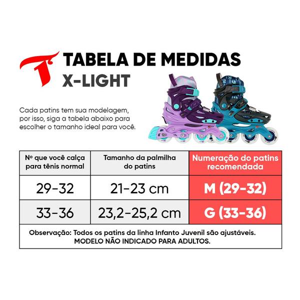 Imagem de Patins Traxart Infantil X-light Roxo Rodas LED - 68/70mm ou 70/72mm ABEC-9