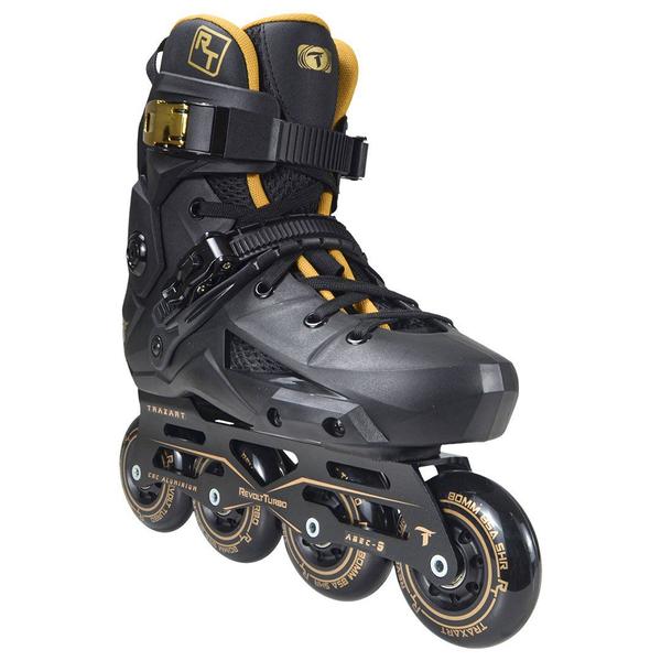 Imagem de Patins Traxart Revolt Turbo Black Gold  Inline Freestyle - 80mm ABEC-9 Cromo