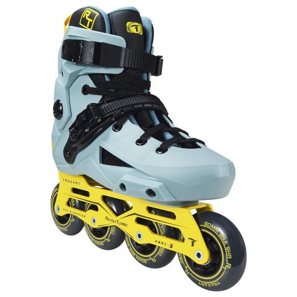 Imagem de Patins Traxart Revolt Turbo Cinza e Amarelo  Inline Freestyle - 80mm ABEC-9 Cromo