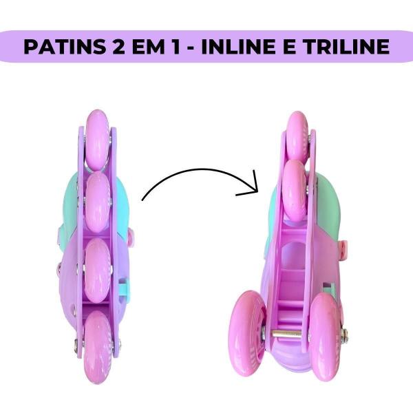 Imagem de Patins Triline Inline Tamanho Ajustável 34-37 Sereia Glumi