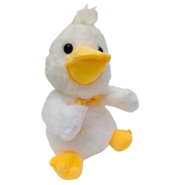 Imagem de Pato De Pelúcia Branco Laço Patinho Macio Fofinho 20Cm