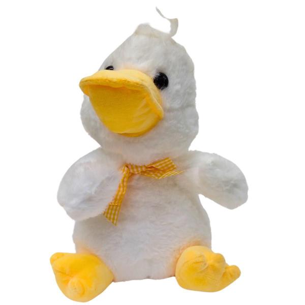 Imagem de Pato De Pelúcia Branco Laço Patinho Macio Fofinho 20Cm