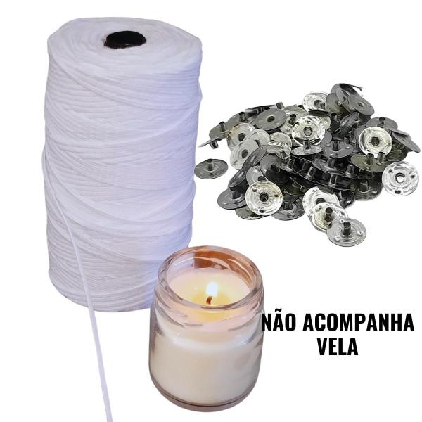 Imagem de Pavio Velas algodão Decorativas Artesanais Casamento Fino A2020 5mts Com 50 Ilhos 2mm