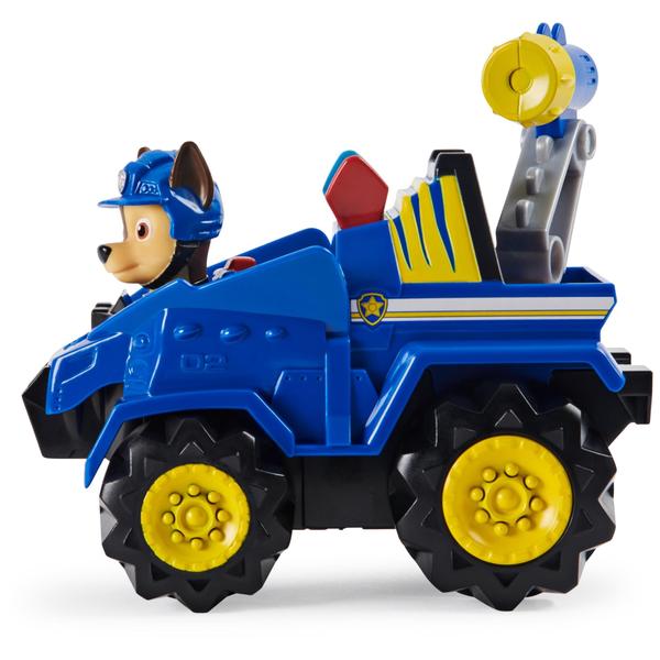 Imagem de Paw Patrol, Dino Rescue Chase's Deluxe Rev Up Vehicle com figura misteriosa de dinossauro