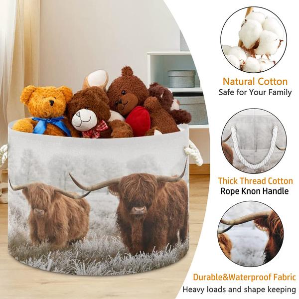 Imagem de PAYOHTO Grande Cesta de Corda Escocês Highland Cow Decor Baby