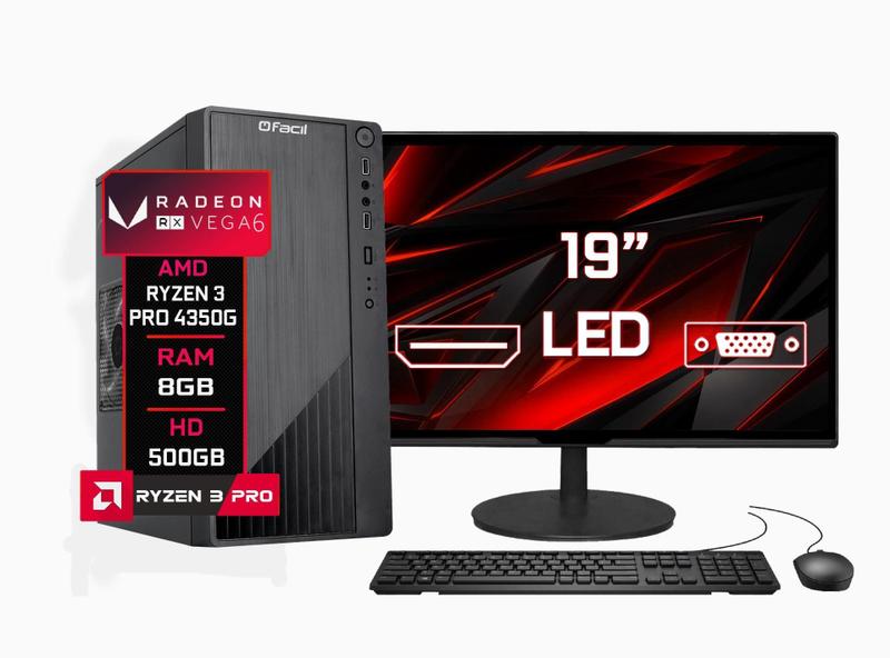 Imagem de Pc Completo Fácil Amd Ryzen 3 Pro 4350G 8Gb Vega 6 Hd 500Gb