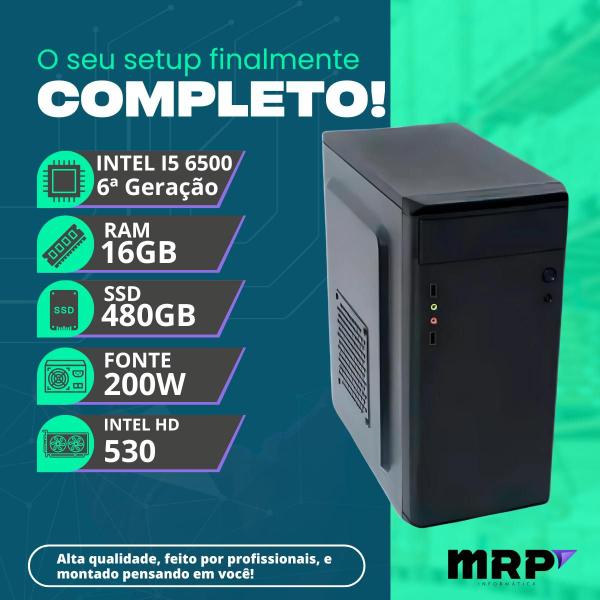 Imagem de Pc Computador Completo Intel Core I5 6ª Geração Memória 16gb SSD 480gb Fonte 200W Windows 10 Monitor 19" LED