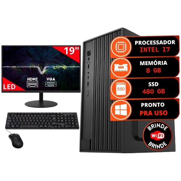 Imagem de Pc Computador Completo Intel Core I7 8gb Ssd 480gb Monitor