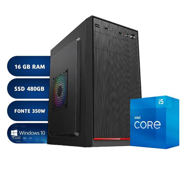 Imagem de Pc Computador Cpu I5 + Ssd 480gb + 16gb Ram + Fonte 350w + Placa de Vídeo R7 240 4GB