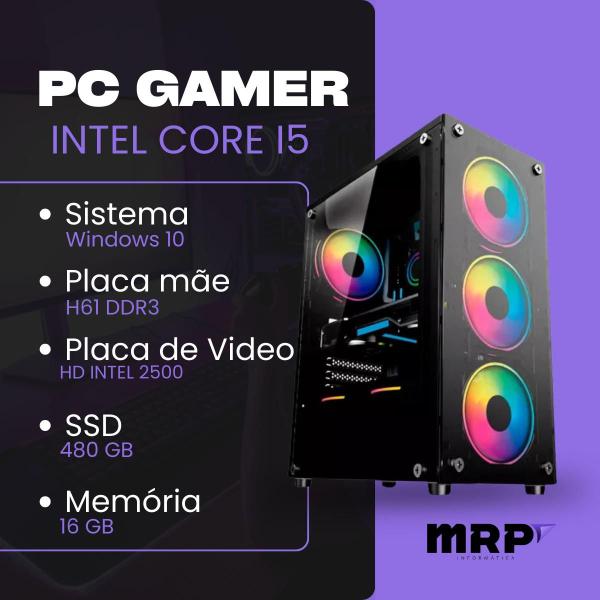 Imagem de Pc Computador Gamer Completo Processador Intel Core I5 Memória 16gb SSD 480gb Fonte 500W Windows 10 Monitor 19"LED