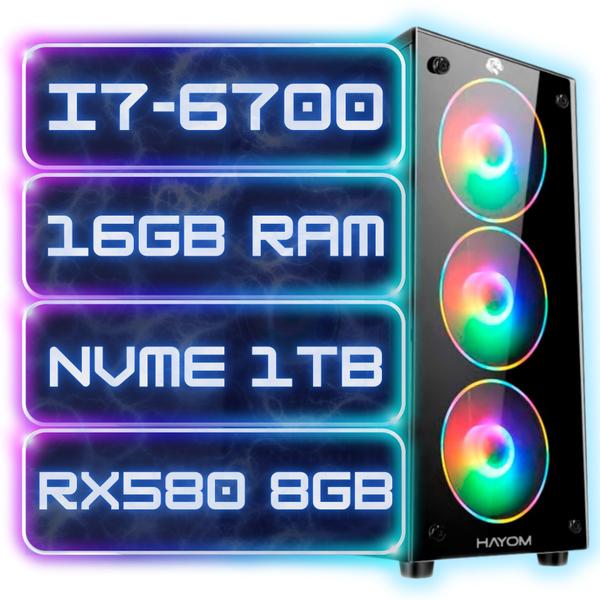 Imagem de Pc Computador Gamer I7-6700 16gb Ram Nvme 1tb Rx580 8gb