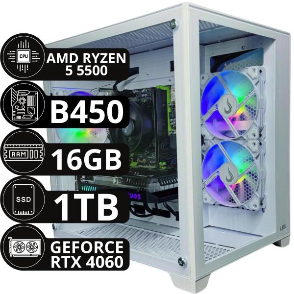 PC Computador Gamer Opt Ryzen 5 5500 16gb Ssd 1tb Rtx 4060