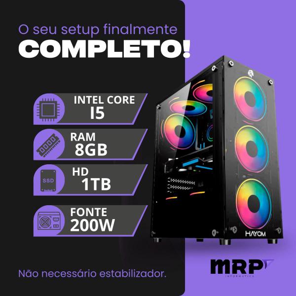 Imagem de Pc Computador Gamer Processador Intel Core i5 HD 1TB Memória RAM 8gb Fonte 200W Windows 10