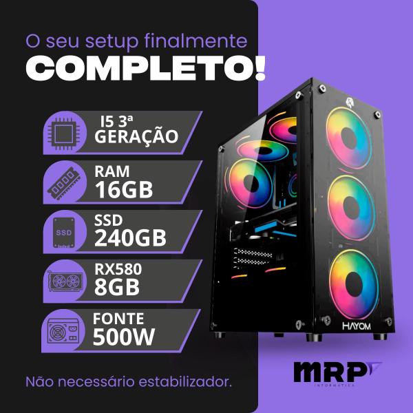 Imagem de Pc Computador Gamer Processador Intel Core I5 SSD 240gb Memória 16gb Placa de Vídeo RX 580 8gb Fonte 500W Windows 10