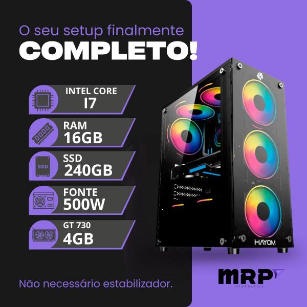 Imagem de Pc Computador Gamer Processador Intel Core I7 3.40GHz Memória 16gb SSD 240gb Placa de Vídeo GT 730 4gb Fonte 500W Windows 10