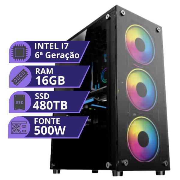 Imagem de Pc Computador Gamer Processador Intel Core I7 6ª Geração Memória 16gb SSD 480gb Fonte 500W