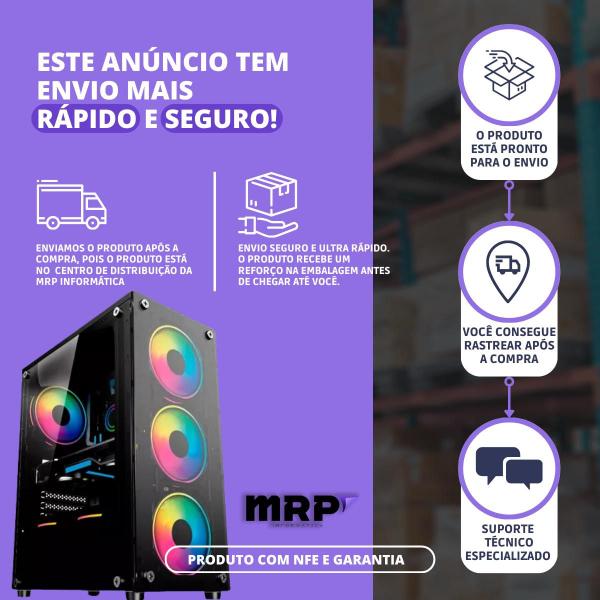 Imagem de Pc Computador Gamer Processador Intel Core I7 SSD 1tb Memória 16gb Placa de Vídeo RX 580 8gb Fonte 500W Windows 10 Monitor 19"LED