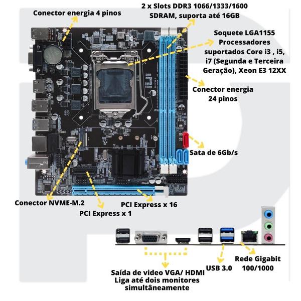 Imagem de Pc Computador Office Processador Intel I5 3 Geração 8gb Ram 120gb Ssd + Windows 