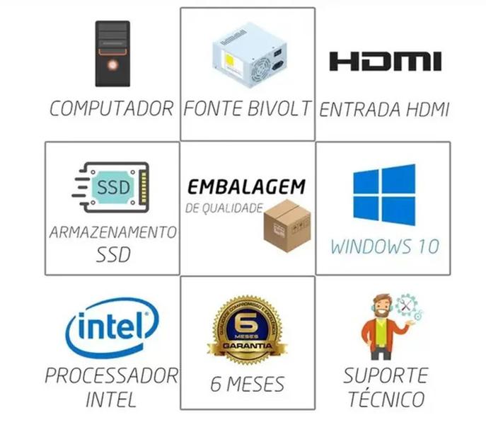 Imagem de Pc Desktop Computador CPU Intel Core I5 / 8GB Memória RAM / Ssd 240GB Home oficce