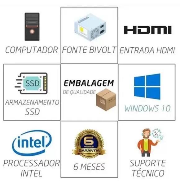 Pc Desktop Computador CPU Intel Core I5 / 8GB Memória RAM / Ssd 240GB Imagem de Pc Desktop Computador CPU Intel Core I5 / 8GB Memória RAM / Ssd 240GB