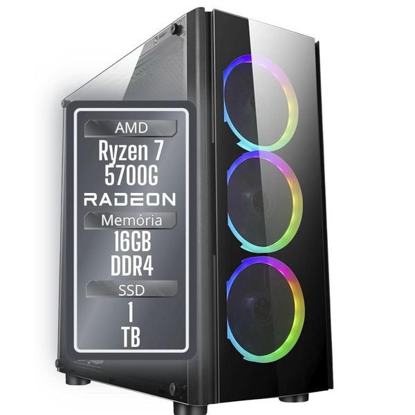 Imagem de PC Gamer 3Green Winner, AMD Ryzen 7 5700G, 16GB DDR4, SSD 1TB, Gráficos Radeon VEGA, Fonte 500W - GSW-24012