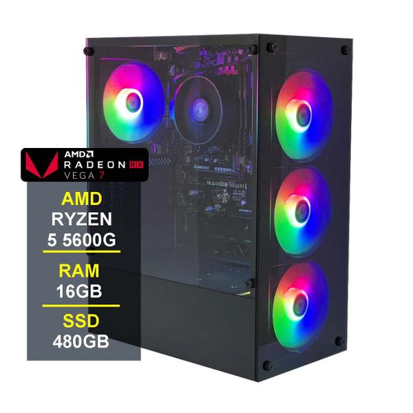 Imagem de Pc Gamer AMD Ryzen 5 5600g Radeon Vega 7 Graphics 16GB DDR4 SSD 480 Fonte 500W