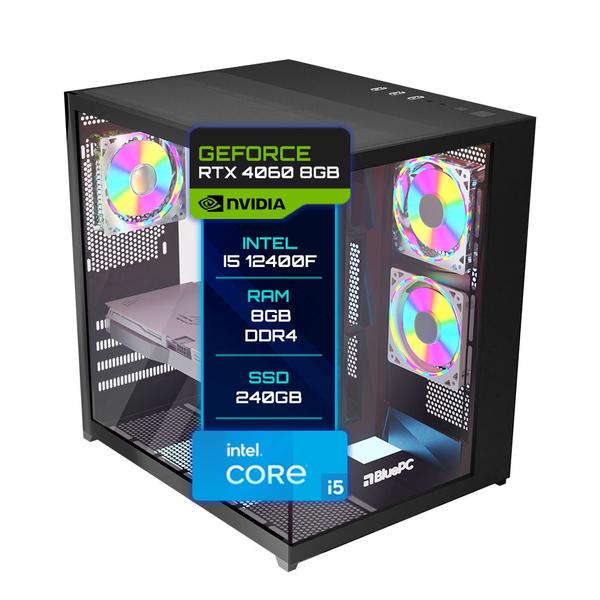 Pc Gamer BluePC Intel Core I5 12400f (12ª Geração) 8gb Ddr4 Rtx 4060 8gb Ssd 240gb - Fonte 650w