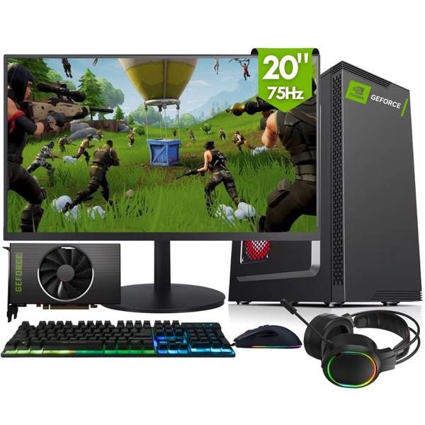 Imagem de PC Gamer Completo 2Eletro Win - Intel Core i3, 8GB RAM, NVIDIA Geforce GT 4GB, SSD 240GB, Monitor 20" 75HZ, Fonte 500W, Gabinete preto com 2 LED fans - PG2E-LED0104WI