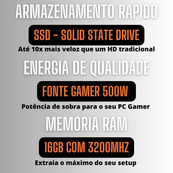 Imagem de PC Gamer Completo AMD Ryzen 5 5600G, Gráficos Radeon VEGA 7, 16GB DDR4, SSD 256GB, Fonte 500W, Monitor 24" 75Hz, 3green Force - 3F-021