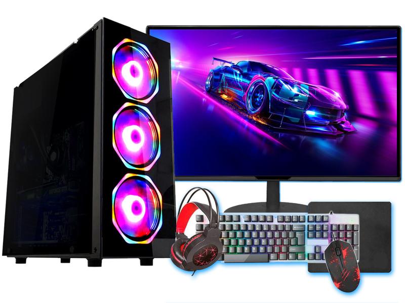 Imagem de Pc Gamer Completo Fácil Intel Core i5 11400F 16GB GTX 1650 4GB SSD 240GB Monitor 21" - Kit Gamer Teclado Mouse Headset