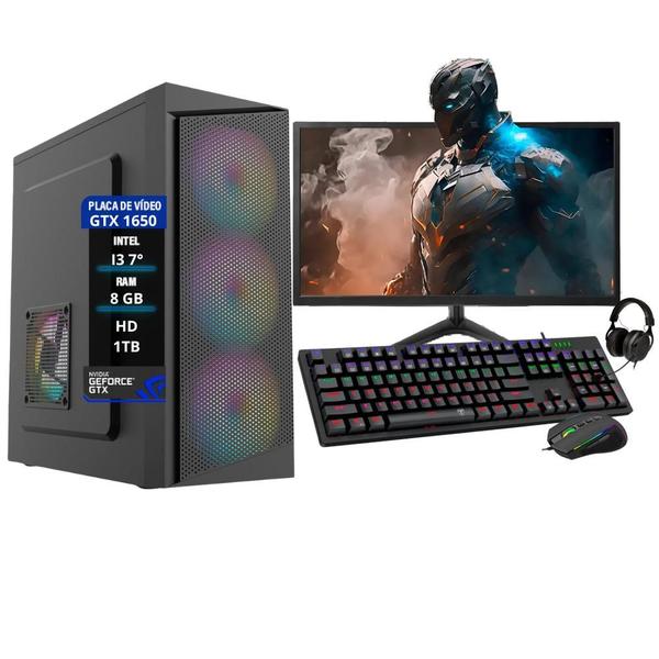 Imagem de Pc Gamer Completo I3 7100 8Gb GTX 1650 HD 1TB SSD 120GB Monitor 19