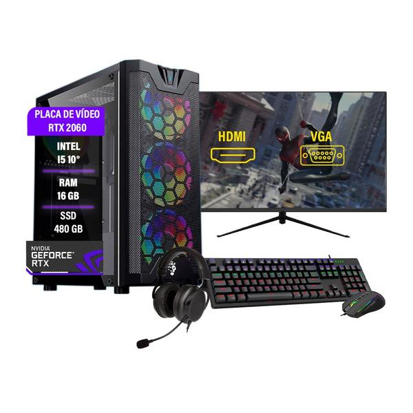 Imagem de Pc gamer completo I5 10 RTX 2060 16GB SSD 480GB Monitor