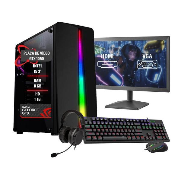 Pc Gamer Completo I5 3 Gtx 1050 8Gb Ram Hd 1Tb Ssd 120Gb - Tech Fusion