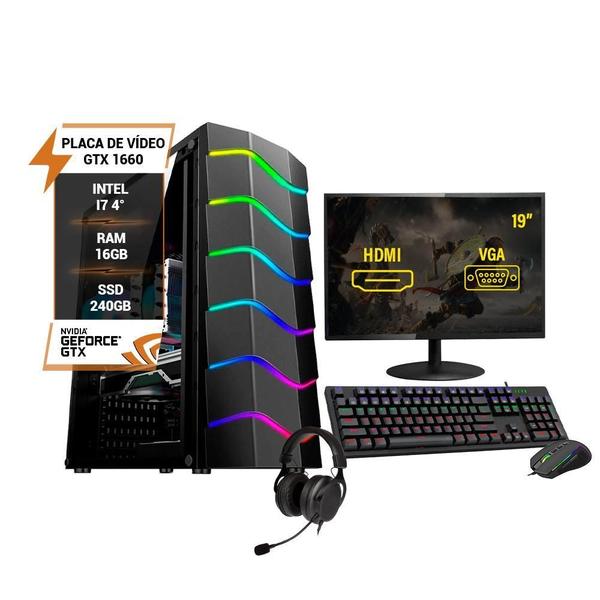 Imagem de Pc Gamer Completo I5 4 Memória 16Gb Ddr3 Ssd 240Gb Gtx 1660