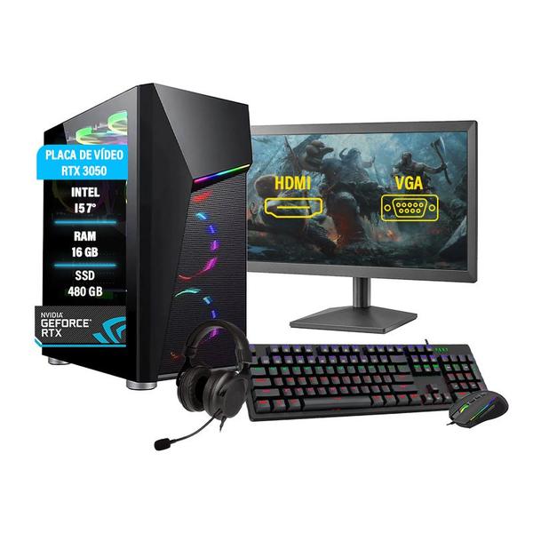 Pc Gamer Completo I5 7 16GB RTX 3050 8GB SSD 480GB HD 1TB - AMORIM TECH
