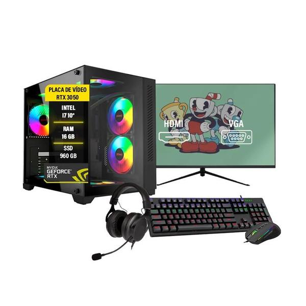 Imagem de Pc gamer Completo I7 10ª RTX 3050 16GB SSD 960GB Monitor 31