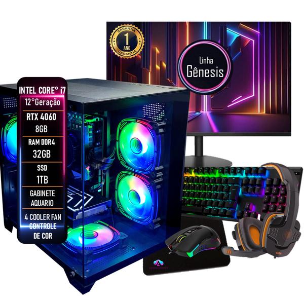 Imagem de PC Gamer Completo Intel Core i7 12 Geração RTX 4060 8GB RAM DDR4 32GB SSD 1TB - ADVANCEDTECH