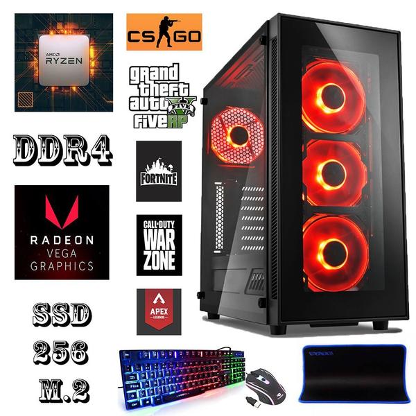 Imagem de Pc Gamer Computador Completo Ryzen 5 16gb Ddr4 Ssd Nfe Wifi