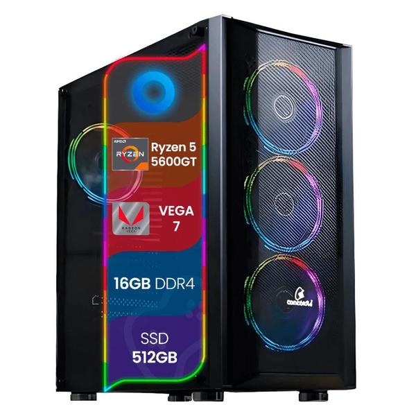 PC Gamer Concórdia Processador Ryzen 5 5600GT Memória 16GB SSD 512gb Fonte 600w Windows 11 Pro