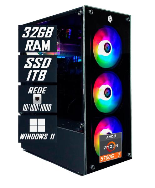 Imagem de Pc Gamer Cpu Ryzen7 5700g, Ssd 1Tb M.2 Nvme, 32gb Memória Ram Ddr4, B550m Aorus, Windows 11 Pro