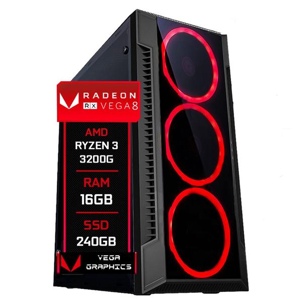 Imagem de PC Gamer Fácil Amd Ryzen 3 3200G Radeon Vega 8 Graphics 16GB DDR4 3000Mhz SSD 240GB - Fonte 500w