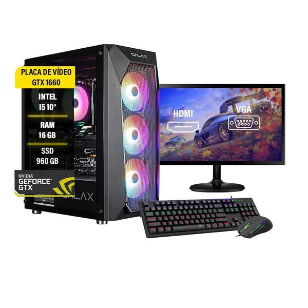 Imagem de Pc Gamer I5 10º 16Gb Ssd 960 Gtx 1660 Completo + Monitor 32