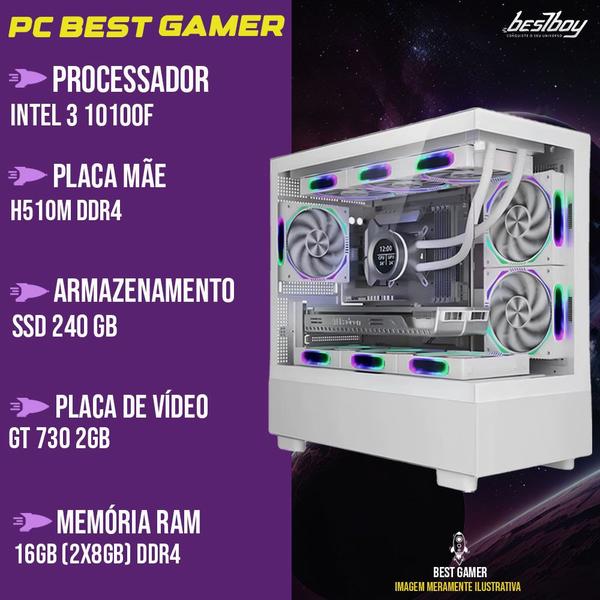 Imagem de PC GAMER INTEL i3 10100F 16GB GT 730 2GB SSD 240GB MONITOR 21.5 KIT TECLADO E MOUSE